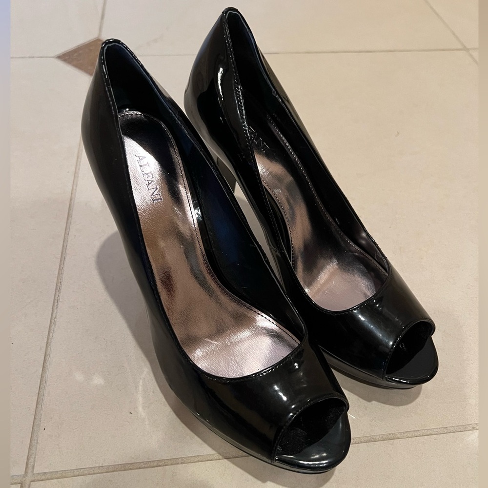 Alfani Black Peep-Toe Heels
